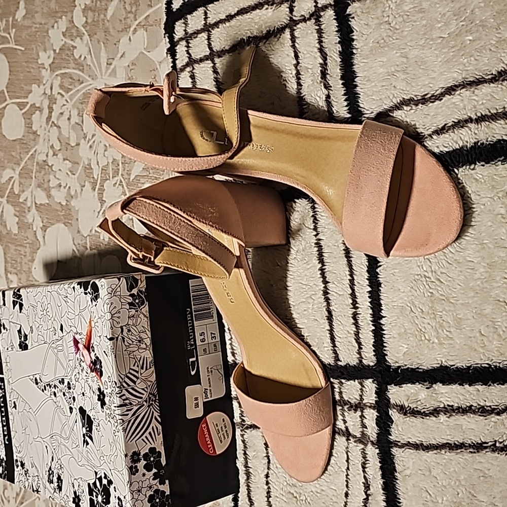 Pink suede heels